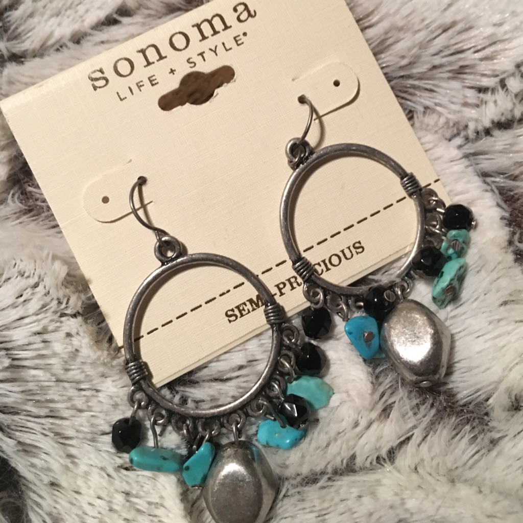 Semi-Precious Gem Rock Stone Earrings 35$
